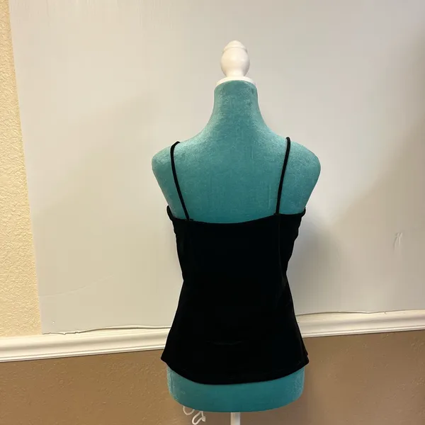 Y2K Black Velvet‎ Rhinestone Cami Top – Size S - Image 5