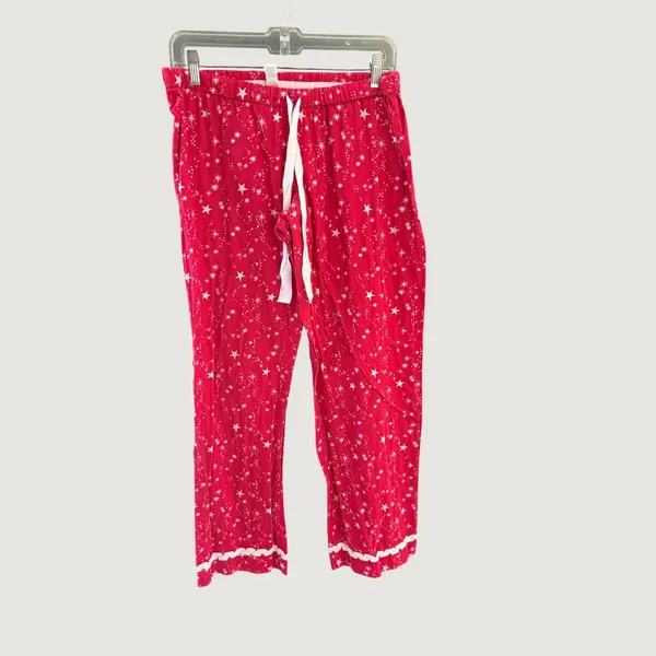 Victoria's Secret Y2k Red Star Print Cotton Flannel Pajama Set Womens M 2 Piece - Image 3