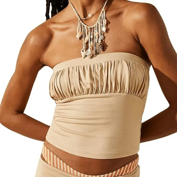 Free People Beach Nude Ruched Strapless Tube Top Large NWOT - Image 6