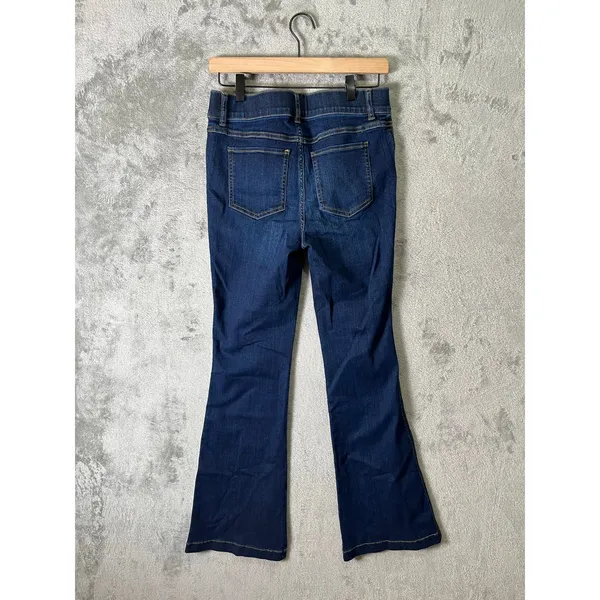 Spanx Jeans Womens Large Blue High Rise Flared Tummy Shaping Pull On Stretch Med - Image 2