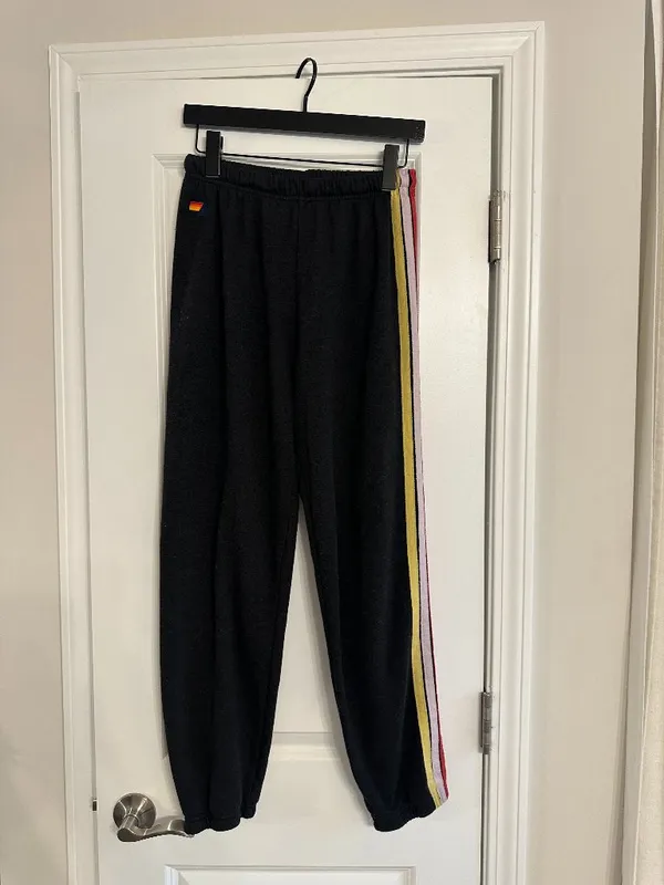 AVIATOR NATION Stripe Sweatpants in Charcoal Size Small - Image 3
