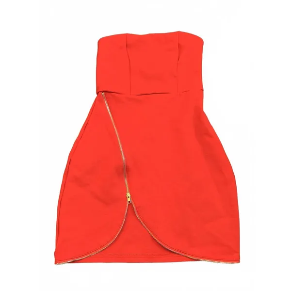 Superdown Nylah Front Zip Strapless Mini Dress in Red - Image 3