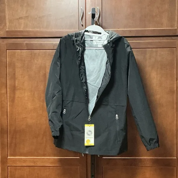 Weatherproof Women's Medium Black Waterproof Hooded Rain Jacket NWT - Image 3