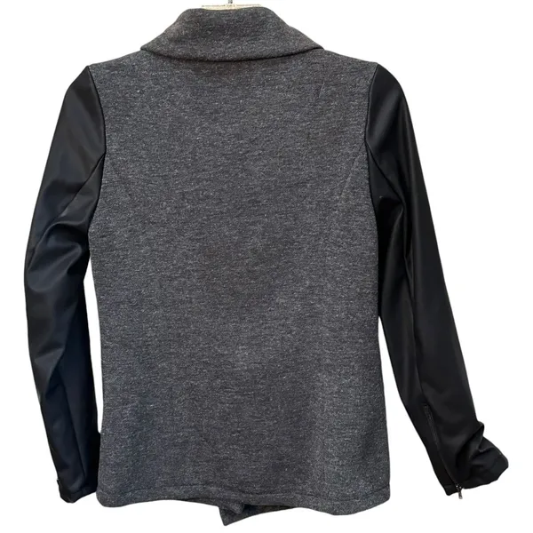 Fabletics Milano Coat Faux Leather Sleeve Size‎ Large Black Winter Lightweight - Image 4