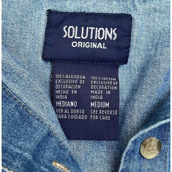 Vintage Cottagecore Autumn Embroidered Denim Shirt Harvest Teacher Western 90s M - Image 8
