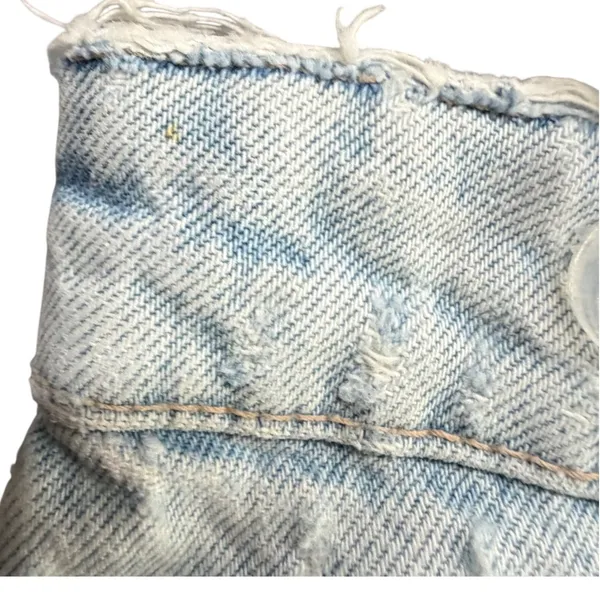Zara Button Fly Straight Leg Jeans Womens 2 Blue Light Washed Denim Raw‎ Hem - Image 3
