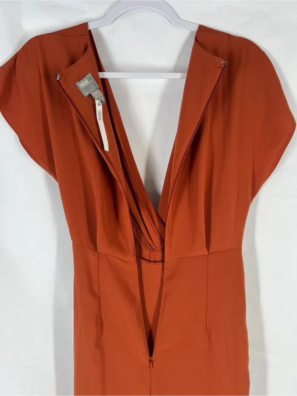 ASOS Twist & Drape Midi Dress in Rust Orange - Image 8