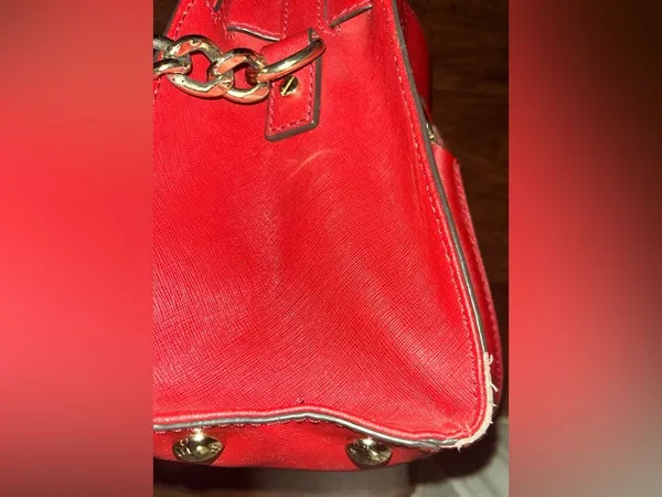 Michael Kors Hamilton Satchel Red grained leather. - Image 14