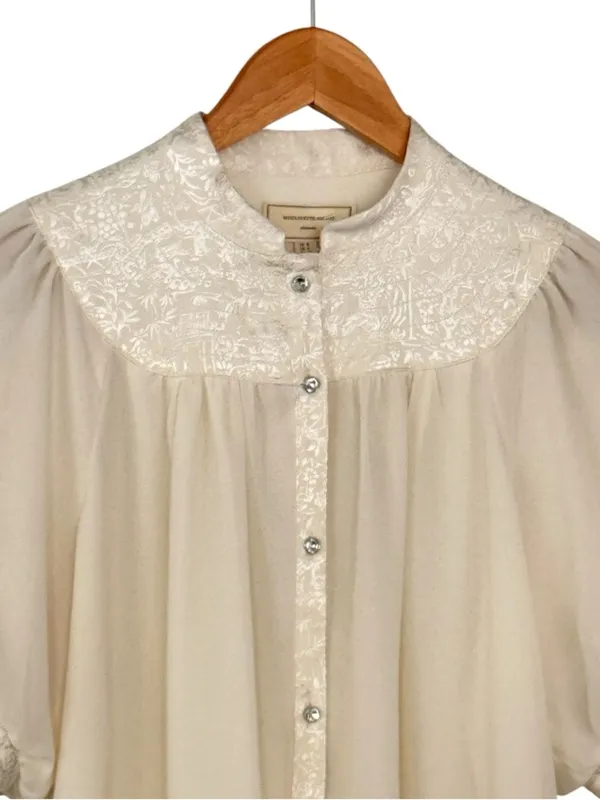 ANTHROPOLOGIE Moulinette Soeurs Victorian Style Short Sleeve Blouse Size 0 - Image 4