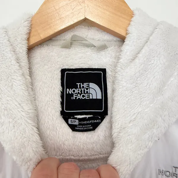 The North Face White Fuzzy Full Zip Hooded Jacket Sz S - Image 3