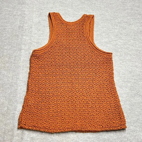 Aerie‎ Women Burnt Orange Crochet Open Knit Tank Top Scoop Neck Small EUC Boho - Image 2