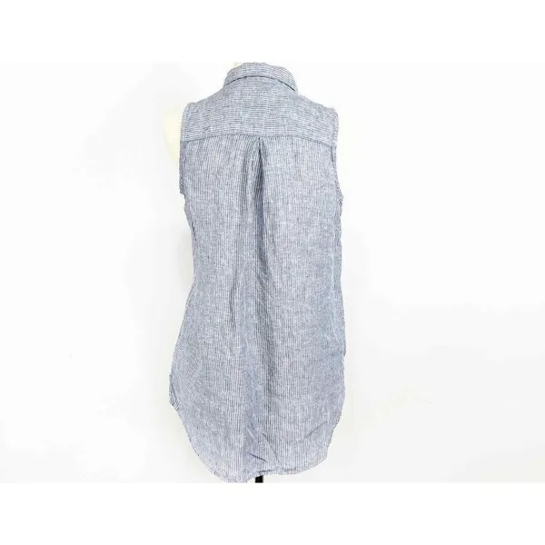✨Garnet Hill Easy Linen Button-Down Striped Sz 2 Tank✨ - Image 4