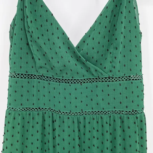 Altar'd State Swiss Dot Ruffle Mini Dress Women Medium Green Boho Feminine Lace - Image 3