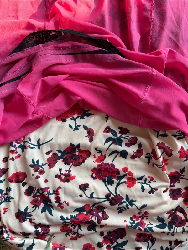 Urban Outfitters Hot Pink Slip Dress with Black Lace Trim Sz Large 90s Y2K Mesh - Image 6