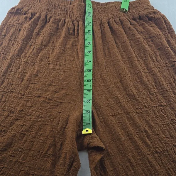 Mango Women's Clay Crinkle Effect High Rise Pull‎ On Wide Leg Pants Size Medium - Image 4