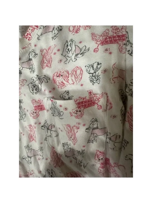 Carol Hochman Women's M Graphic Print Pajama Set White Collared Button-Up - Image 6