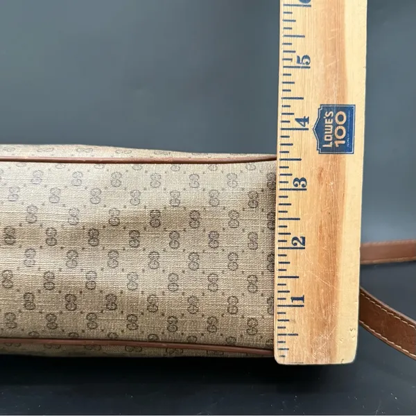 Vintage GUCCI Micro GG Supreme PVC Canvas Brown Leather Trim Shoulder Bag - Image 9