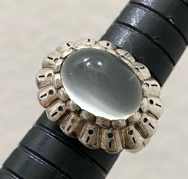 Vintage 925 Signed Sterling Silver Chalcedony Natural Stone Ring Size 6.5 - Image 11