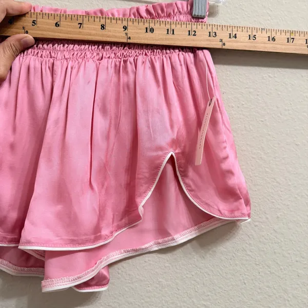 Anthropologie Pink Rose‎ Satin Smocked Waist Shortie Shorts Size XXS NWT - Image 14