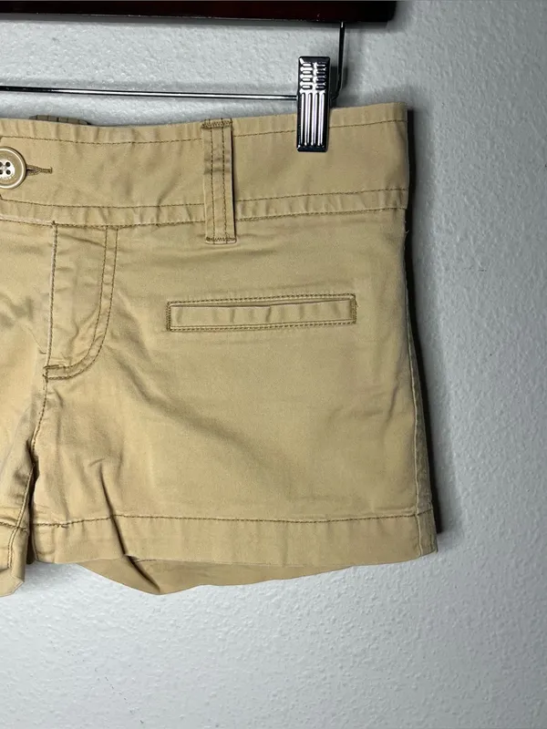 Y2K Vintage American Eagle Khaki Low Rise Mini Shorts Stretch Cotton Chino - Image 3