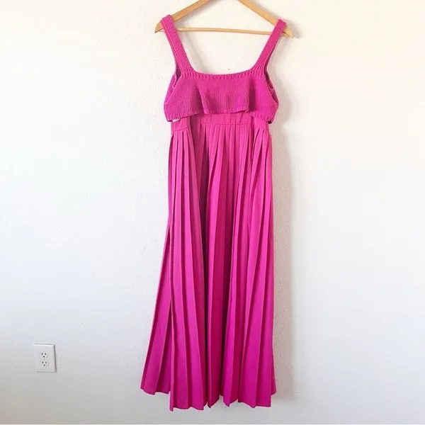 Anthropologie x Mare Mare Pleated Two Piece Resortwear Maxi Dress in Hot Pink - Image 7