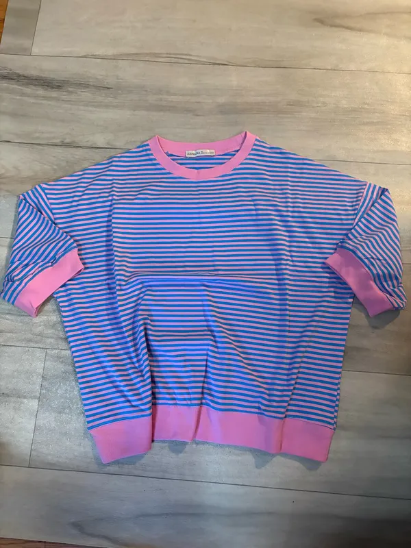 Zenana-3/4 Sleeve Striped Contrast Trim Color - Image 2