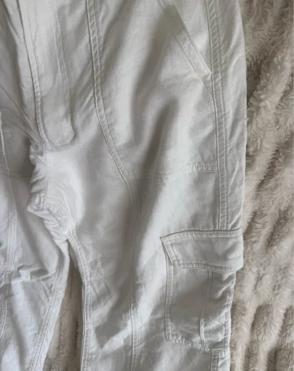 Hollister White Straight Leg Cargo Pants - Image 5