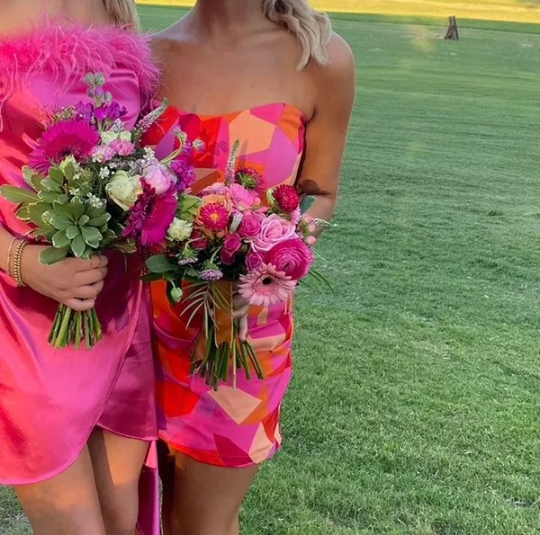 Strapless geometric shape dress with drape Pink - Image 3