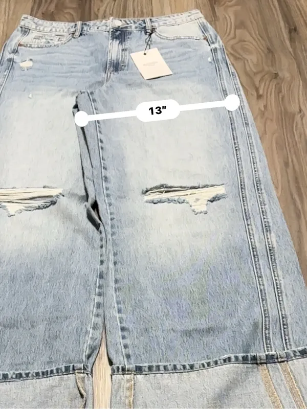 Hidden Jeans High-Rise Light Blue Extra Wide Leg Distressed Jeans - Image 12