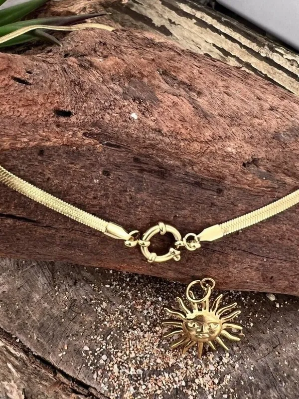 18K Gold Plate Snake Charm Holder Necklace Stainless Steel Womens Jewelry Trendy - Image 3