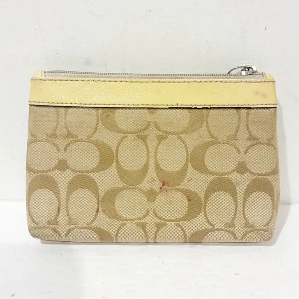 Coach Signature Canvas Wristlet Zip Pouch With Patent Leather‎ Trim Wallet - Image 5