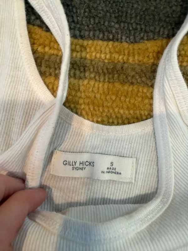Gilly Hicks Sydney White Ribbed Tank Top Slim Fit Y2K Style Size Small - Image 4