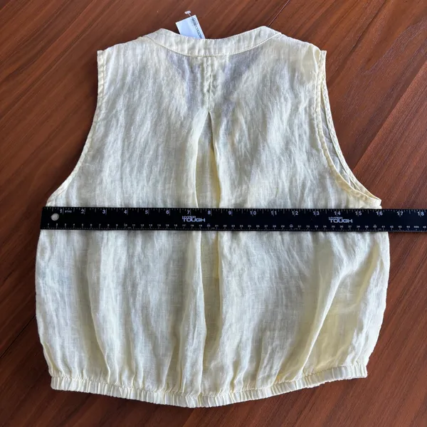 NWT Bella Dahl Linen Top XS Yellow Button Front Coastal Chic Cottage Preppy - Image 7