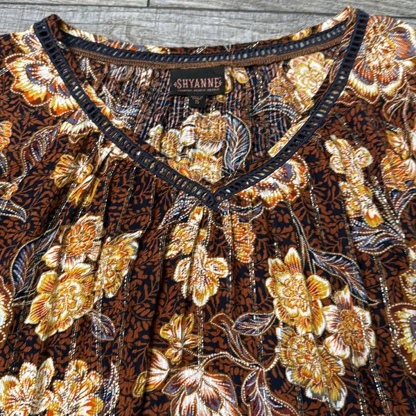 Shyanne Floral Blouse - Brown and Gold - Image 4