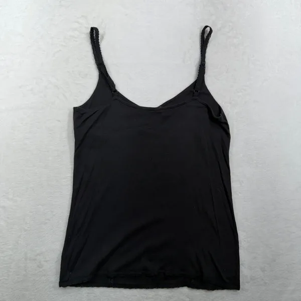 VTG Y2K Old Navy Large Cami Tank Top Lace Trim Babydoll Black Coquette Layering - Image 11