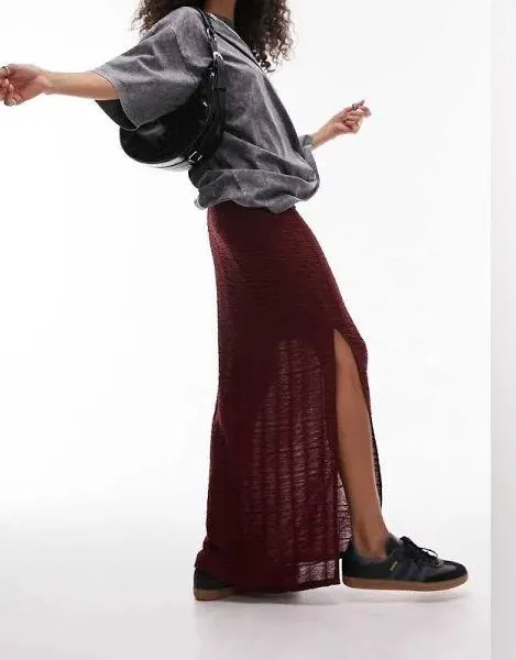Topshop Deep Red Maxi Skirt - Image 2