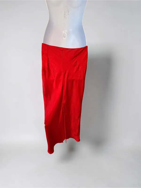Superdown- Calla Red Satin Maxi Skirt - Image 5