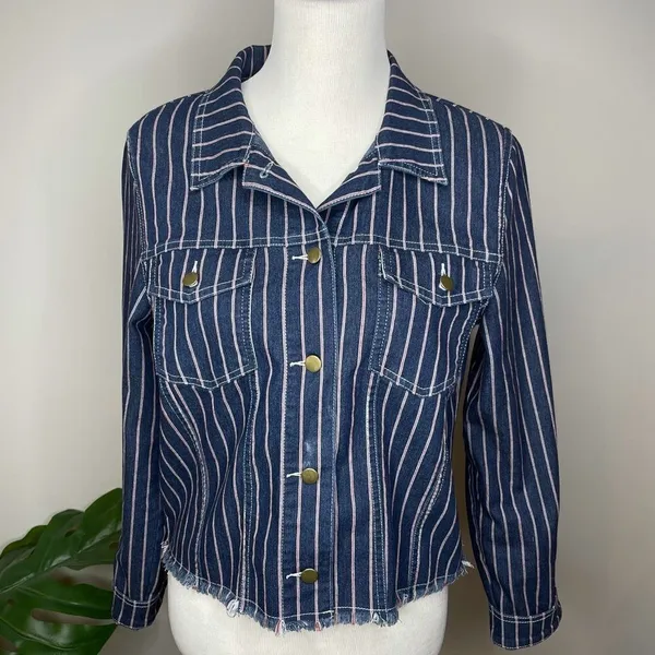 Sugar+Lips Red Striped Denim Jacket - Image 2