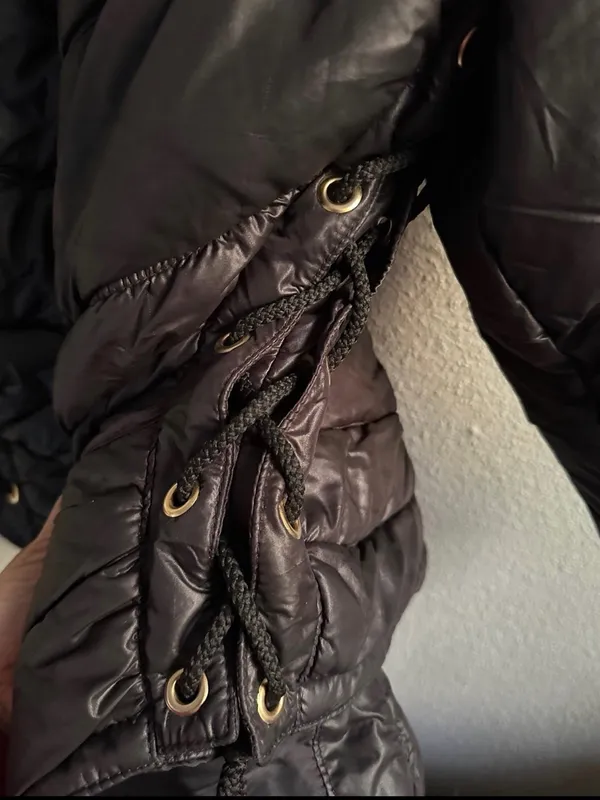 Vintage High Society Rainer Engel Puffer Jacket Black Ski Coat Lace Up S / M - Image 4