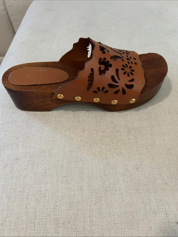 FARM RIO Brown Lace Leather Clog, Size 9, NWOT - Image 8