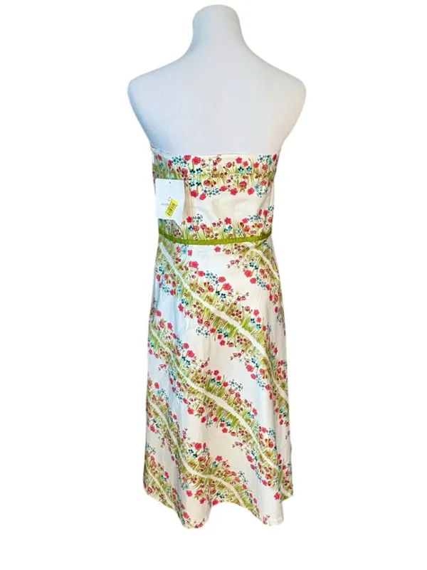 Liz Claiborne Spring Parade Strapless A-line Dress 10 White Floral Cottage NWT - Image 4