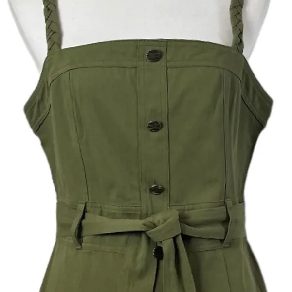 Storia Utility Dress A-line Pockets Button Front Olive Green Women’s Size L NWT - Image 9
