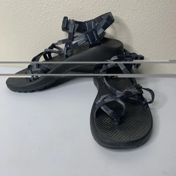 Chaco Sandals Black Blue Checkered Straps Strappy Women’s Sz 9 - Image 2