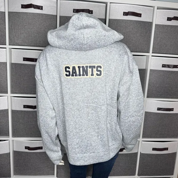WEAR by Erin Andrews New Orleans Saints Team Heathered Gray Full-Zip Hoodie Size - Image 3