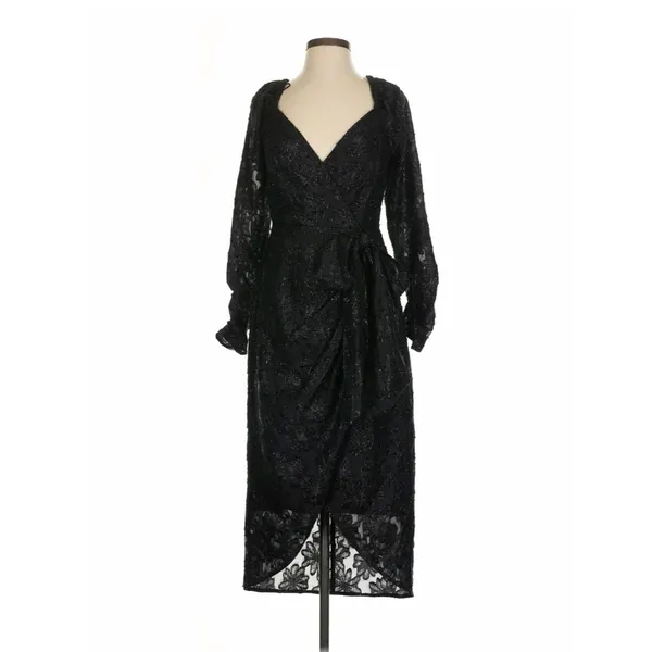 ASTR the Label Terese Metallic Floral Long Sleeve Cocktail Dress S Formal Weddin - Image 3