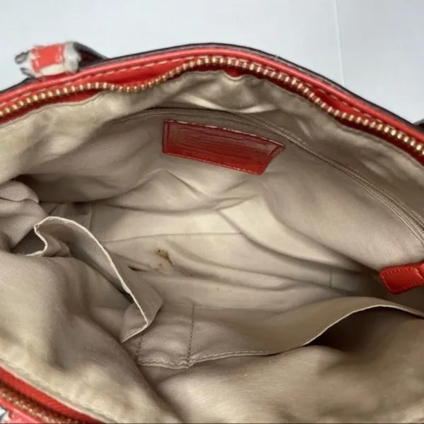 Vintage classic c coach brown and orange purse shoulder tote bag cloth - Image 2