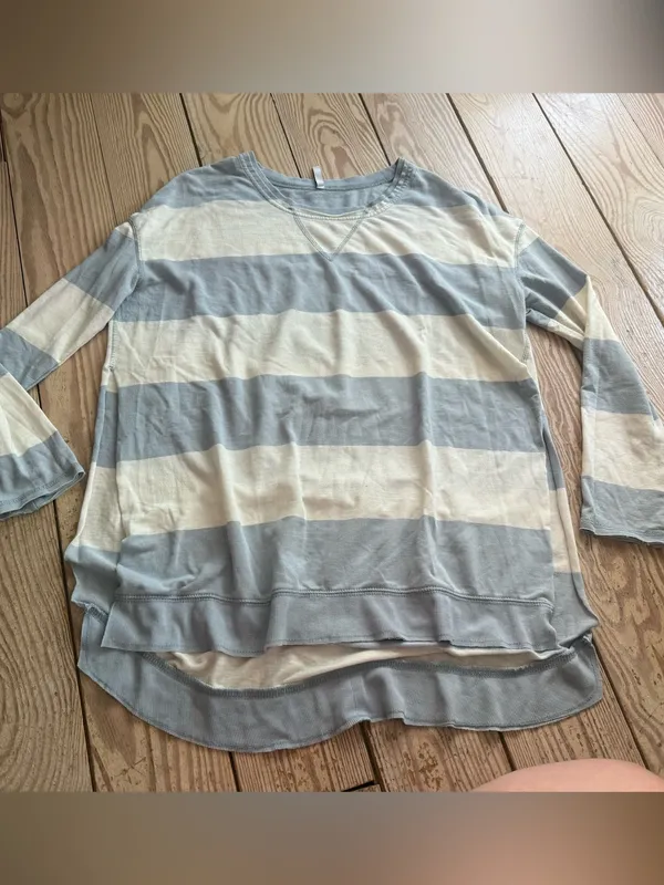 Z SUPPLY Small Blue White Striped Long Sleeve Top - Image 2