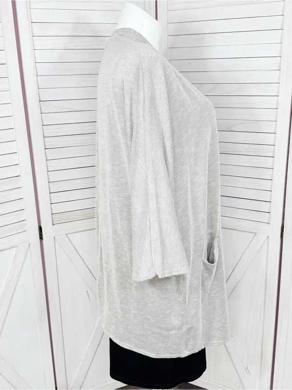 Donni Anthropologie Ribbed Knit Draped Kimono Cardigan Grey One Size Lagenlook - Image 3