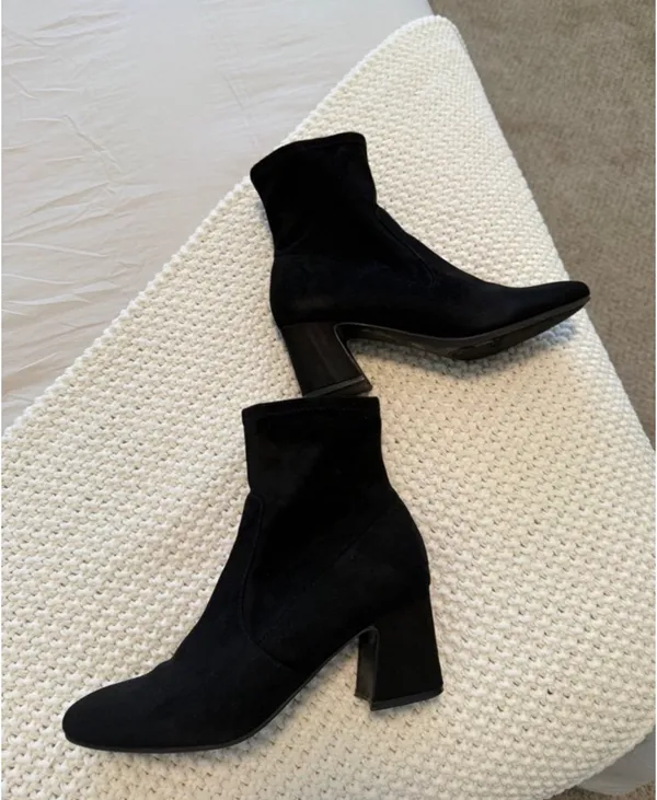 Unisa Black Suede Block Heel Ankle Boots size 8 - Image 6