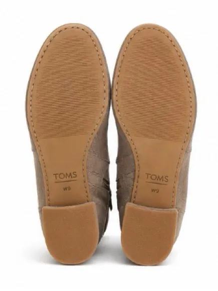Tom’s Embroidered Floral Ankle Booties Taupe Suede Canvas Block Heel Size 9 - Image 5